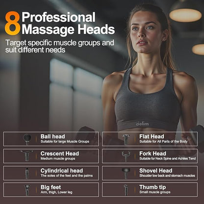 Massage Gun Deep Tissue, Muscle Massage Gun Portable Percussion Massager with 6 Speeds & 8 Attachments for Pain Relief, Gift for Men Women, Black