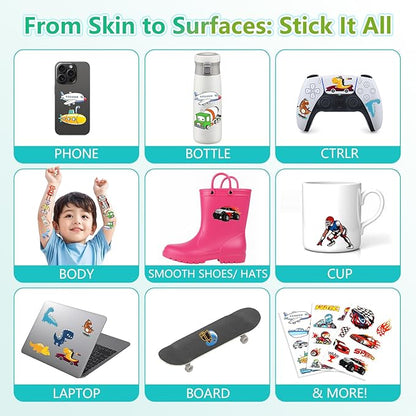 150+ Glow Kids Temporary Tattoos for Boys – Individually Wrapped, Waterproof, Glow in the Dark – Dinosaur, Ocean, Sports, Space