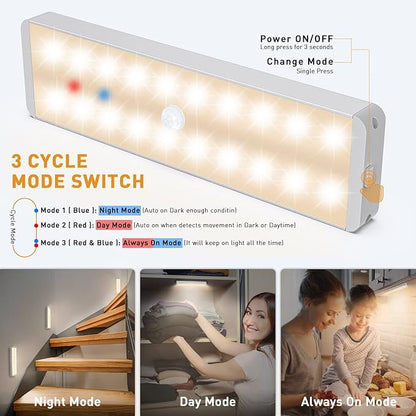 LED Closet Light with Charging Station, 5 Pcs Dimmer Rechargeable Motion Sensor Under Cabinet Lighting, Stick-Anywhere Night Safe Light Bar for Wardrobe,Kitchen-Warm