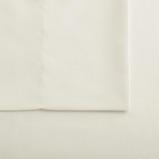 Serta Simply Clean Super Soft Hypoallergenic Stain Resistant Deep Pocket 4 Pieces Solid Bed Sheet Set, Full, Ivory