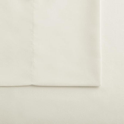 Serta Simply Clean Super Soft Hypoallergenic Stain Resistant Deep Pocket 4 Pieces Solid Bed Sheet Set, King, Ivory