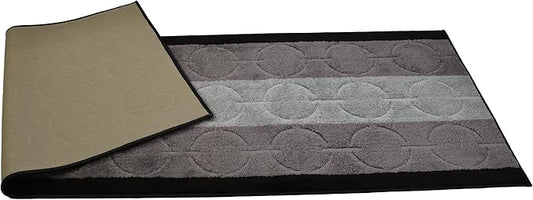 Washable Custom Size Runner Rug Circles Abstract Design Extra Long Runner Rugs for Hallways 26 Inch Wide x Pick Your Size by Feet Slip Skid Resistant Rubber Back (Circle Grey, 19 ft x 26 in)