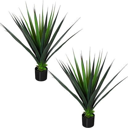 JUSTOYOU 3FT Realistic Agave Plant Artificial, Spiked Succulent Faux Agave Plants, 36" Fake Succulent Plant Outdoor UV Resistant for Patio, Front Porch, Home and Office Decor, 2pc