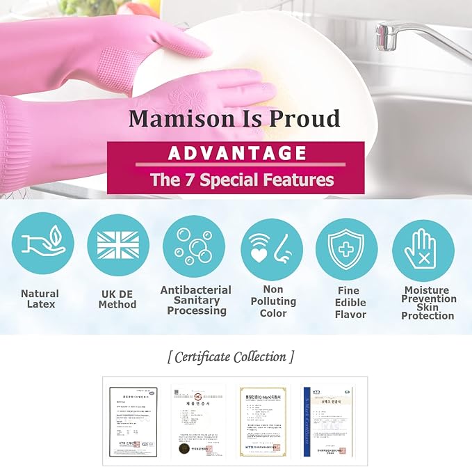 MAMISON 10 Pack Simple and Short Hands Gloves, Reusable Non-Slip Rubber Gloves Large Size
