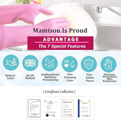MAMISON 10 Pack Simple and Short Hands Gloves, Reusable Non-Slip Rubber Gloves Large Size