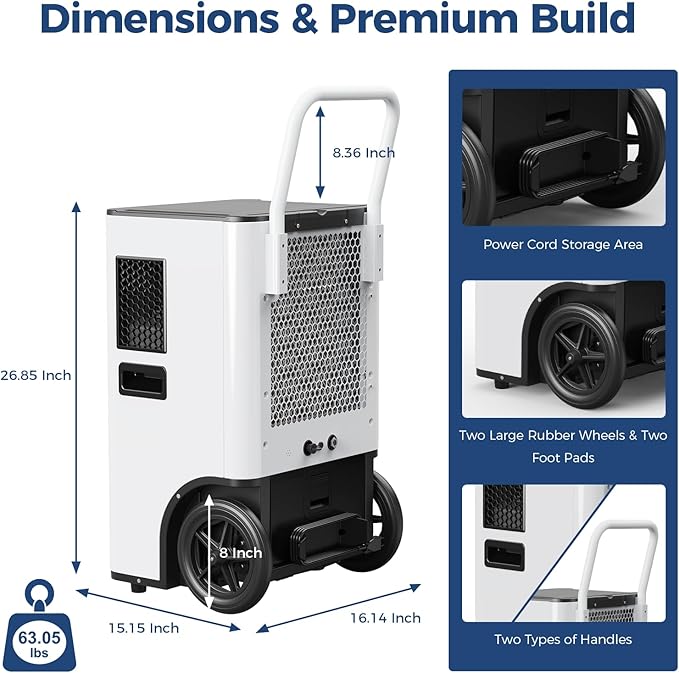 ALORAIR 170PPD Commercial Dehumidifier with Pump & Drain Hose, SLGR Tech Industrial Dehumidifiers, for Water Damage Restore, Basements, Large Space, 5 Years Limited Warranty, Sentinel Elite 80X