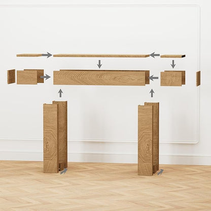 63 Inch Long Console Table w/Outlets & USB Ports, Narrow Rectangular Sofa Table Behind The Couch, Farmhouse Entryway Table for Entrance, Hallway, Living Room