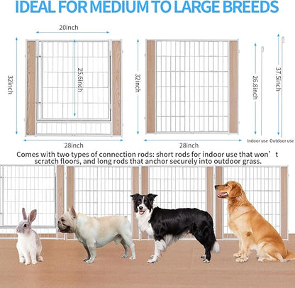 Heavy Duty Dog Playpen 32 Inch Height - Indoor Outdoor Pet Fence Enclosure for Medium and Small Dogs - Foldable Puppy Exercise Pen for Indoor and RV Camping or Yard (8 Panels, 32" H (White))