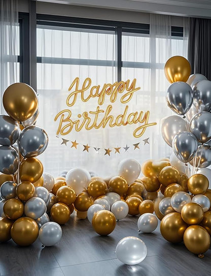 Metallic Silver Balloons 100 Pack, 12 Inch Chrome Latex Helium Garland for Elegant Birthday Wedding Baby Shower Arch Party Decorations