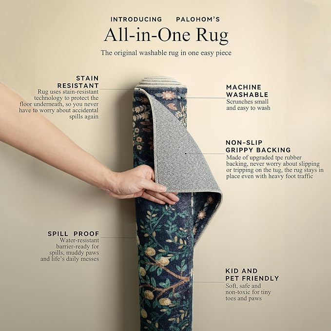 9x12 Area Rugs for Living Room: Washable Bedroom Rug Vintage Area Rug Stain Resistant Non Slip Low Pile Lightweight Soft Carpets for Living Room Dining Room Kitchen Nursery Kids Room Farmhouse Indoor