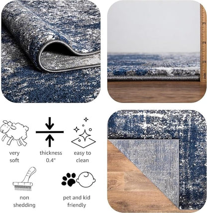 Keen Home Design Area Rugs - 2x3 Non-Shedding, Abstract Rugs for Kitchen, Living Room, Bedroom, Dining Room, Entryway - Size: 2' x 3', Navy/Grey/White