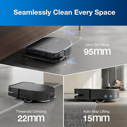 ECOVACS Robot Vacuum Cleaner DEEBOT X5 PRO Omni with All-in-one Station, 12.800Pa, ZeroTangle, TruEdge Adaptive Edge Mopping, 150℉ Hot Water Mop Washing, AINA 2.0 Intelligent Navigation