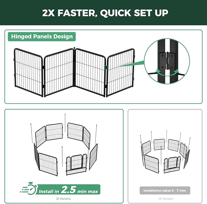 FXW Instant Unleashed Dog Playpen, Portable Pet Fence for Outdoor, RV Trips, and Camping, 32inch, 32 Panels for Small and Medium Dogs│Patented