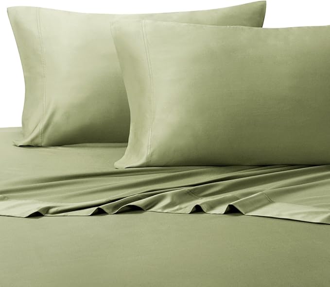 Royal Hotel Bedding Silky Soft, Viscose from Bamboo, and Cotton Blend Sheet Set, 100% Luxury Blend, 60% Viscose Made from Bamboo and 40% Cotton Bed Sheets, Split-King Size, Sage