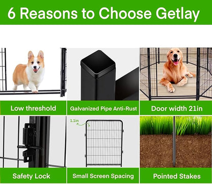 Garden Fence 36 Inch 14 Panels Without Gate,Black Dog Pen Wide Door,Be Suitable for Inside and Outside,Low Threshold Total 31 Ft(l) Garden Fence for Yard and Dog,