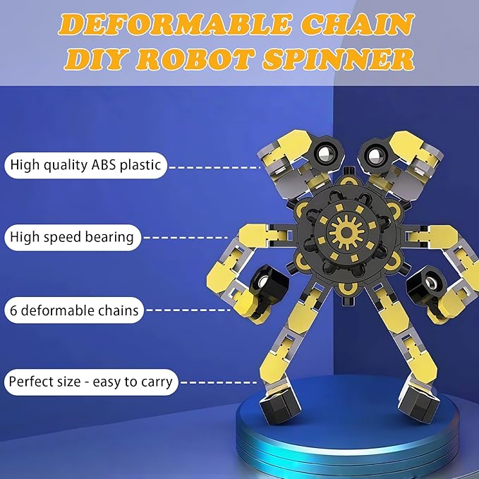 6pcs Transformable Fidget Spinners Children's Advanced Fidget Toys for Stress Relief Ideal Fidget Spinners for Sensory Toys for Boys and Girls with Autism，Party Favors