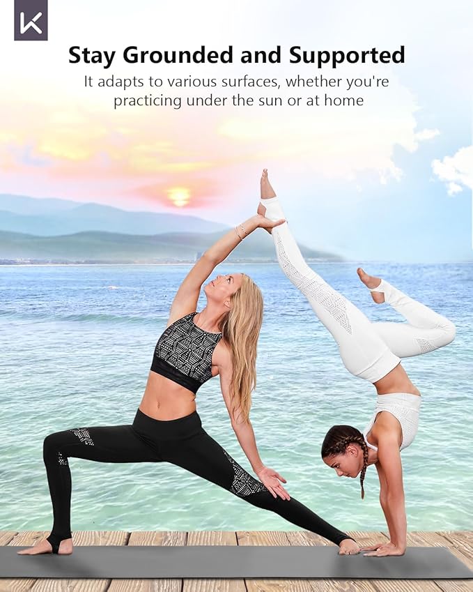 KEEP Professional Yoga Mat for Women and Men, 5mm Non-Slip Natural Rubber for Superior Grip, Eco-Friendly, Premium 74"x26" Exercise Mat for Pilates, and Fitness Workouts