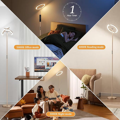 Floor Lamps for Living Room, 40W/2400LM LED Floor Lamp with Touch & Remote Control, 70" Tall Standing Lamp Stepless Dimmable, Modern Torchiere Corner Lamp for Bedroom, Office - Light Gold