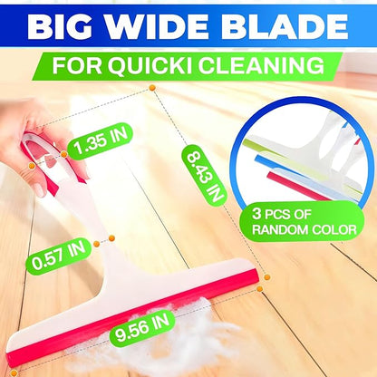 3PCS Hanging Rubber Squeegee with Hook, Multipurpose Shower Squeegee for Glass Doors (Regular Version)