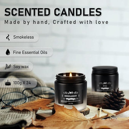 24 Pack Scented Candles with Added Natural Essential Oils, 3.5oz, Suitable for Various Festivals, Parties, Yoga, and Home Scened