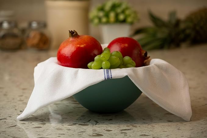 LANE LINEN Kitchen Towels, 6 Pack 14"x25" Dish Drying Towels, 100% Cotton Tea Towel with Hanging Loop, Reusable Napkin, Durable After Multiple Washes, Soft & Absorbent - Blue Stripe