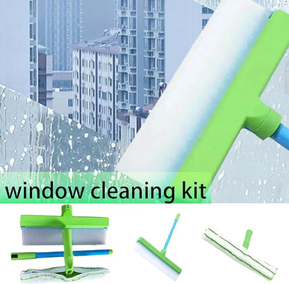 Aquaswipe Window Squeegee，Silicone Window Squeegee Kit，Shower Squeegee for Glass Doors,and Windows, Car Doors and Windows，Etc(1 Set（Green-White）