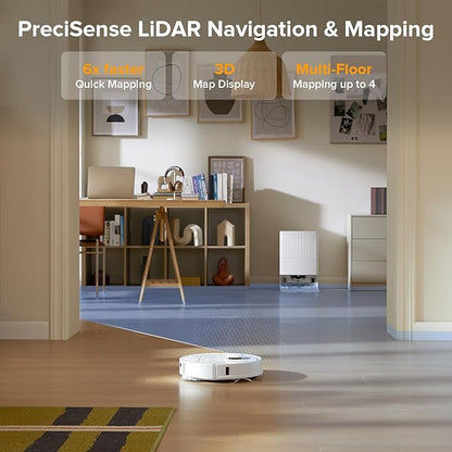 roborock Qrevo Series Robot Vacuum and Mop, 8000Pa Suction, Upgraded from Qrevo S, Anti-Tangle Brush, Smart Obstacle Avoidance, Auto Mop Washing, All-in-One Dock, 200RPM Spinning Mops, White(QV 35A)