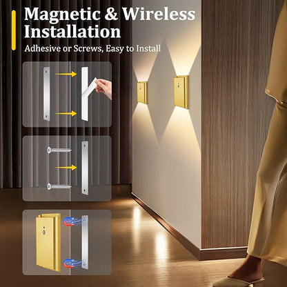 1 Pack Battery Operated Wall Sconce Light: 5000mAh Rechargeable Motion Sensor Night Light 3 Colors Wireless Sconce Magnetic Motion Sensor Stair Light Indoor LED Wall Light for Bedroom Hallway Closet