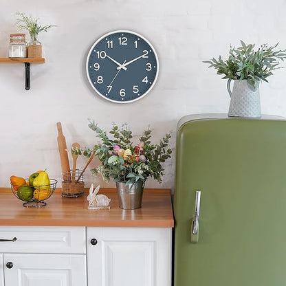 Wall Clock, Silent Wall Clocks Battery Operated 8 Inch-Modern Non Ticking Analog Clock Decorative for Kitchen Office Bathroom Bedroom(Azure Blue)