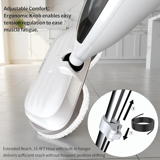 Steam Mop with 13 Accessories,Steam Cleaner Home Use,Floor Scrubber spin mop for Hard Wood Floors,tile Scrub Steamer Deep Cleaning,Carpet, 4 Washable Mop Pads, 550ml Capacity,30 Second Heat-Up