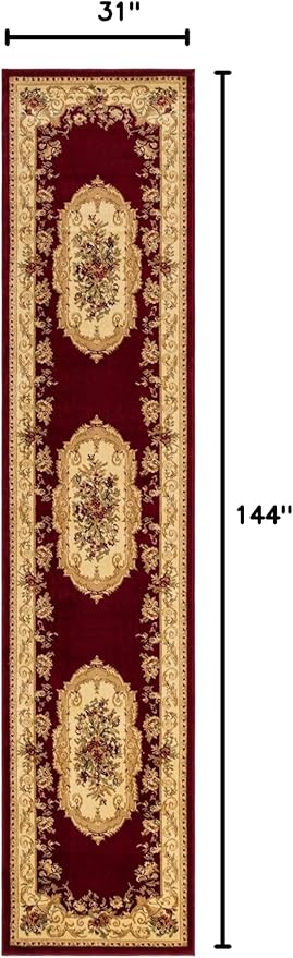 Rugs.com Chateau Collection Rug - 12 Ft Runner Red Medium Pile Rug