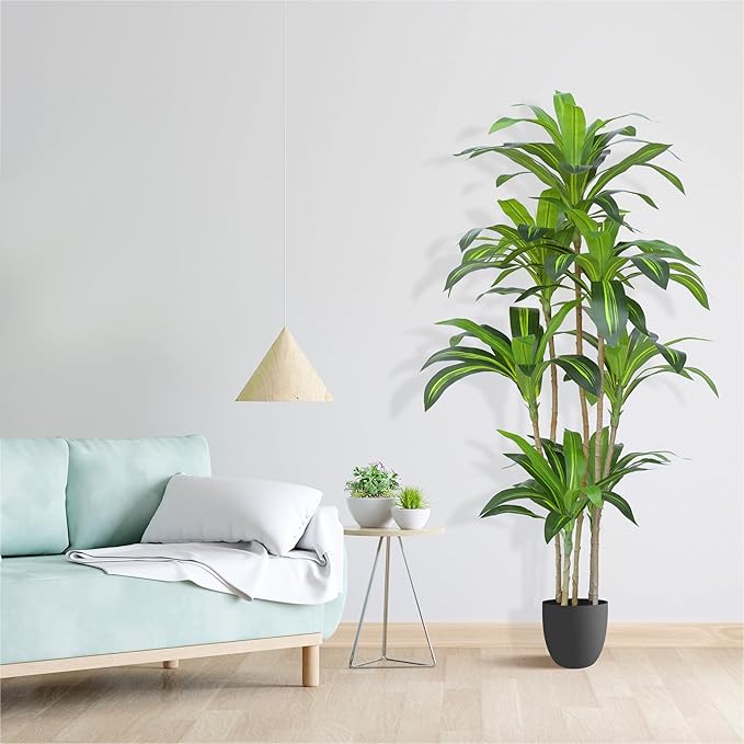Artificial Plants 5.3Ft Dracaena Fragrans Faux Trees with 7 Heads Fake Tree for Home Decor Indoor or Outdoor Office Decoration Housewarming Gift