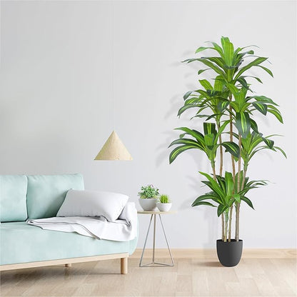 Artificial Plants 5.3Ft Dracaena Fragrans Faux Trees with 7 Heads Fake Tree for Home Decor Indoor or Outdoor Office Decoration Housewarming Gift