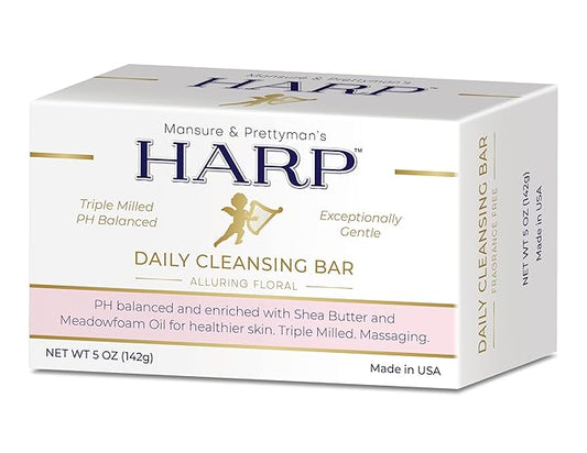 HARP pH-Balanced (5.0-6.0) Body Wash Bar. ZERO saponified oils. Protects Moisture Barrier. Gentle for Sensitive/Dry skin. + Shea Butter/Borage Oil. Non-Comedogenic. VANILLA LAVENDER Fragrance. 5oz