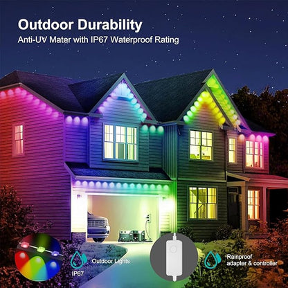 Permanent Outdoor Lights 200ft， with App & Remote Control | IP67 Waterproof LED String Light for Christmas Lights, Halloween, New Year | Roof, Eaves, House & Garden Holiday Decor