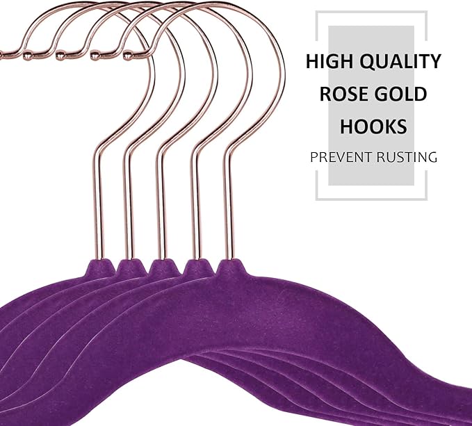 VECELO Premium Velvet Clothes Hangers Suit Heavy Duty (60 Pack)-Non Slip & Space-Saving with 8 Finger Clips & Tie Rack Excellent for Men and Women,Dark Purple