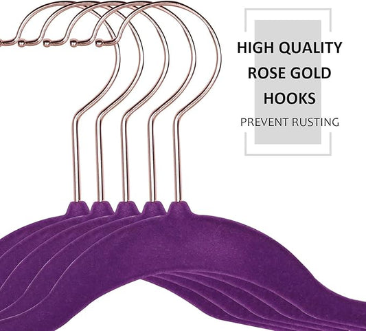 VECELO Premium Velvet Clothes Hangers Suit Heavy Duty (60 Pack)-Non Slip & Space-Saving with 8 Finger Clips & Tie Rack Excellent for Men and Women,Dark Purple