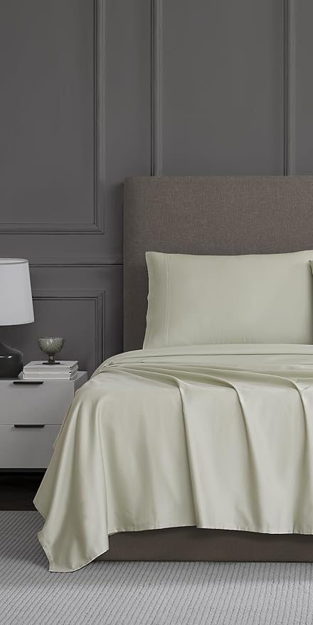 Linen Closet Luxury Cotton 1200 Thread Count Hotel Luxury 4-Piece Sheet Set, King, Light Green