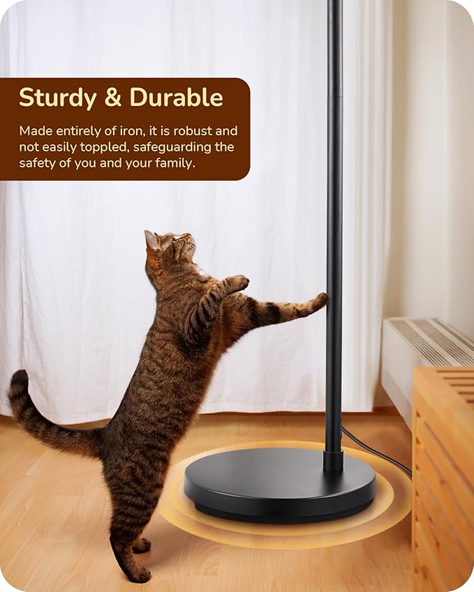 EDISHINE Modern Arc Floor Lamp, 78.3" Mid Century Standing Lamp Over Chair with Remote & Foot Switch, Rotatable Lamp Head, Metal Floor Lamps for Living Room, Bedroom, Office, Dining Room, Black