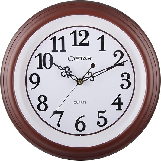 OSTAR Silent Rustic Wall Clock, Battery Operated, Vintage 12 Inch Round Clock, Living Room Bedroom Kitchen Wall Decor