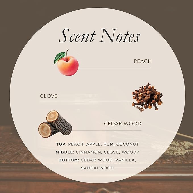 Bia Candle Co Soy Blend Candle, Spiced Peach & Apple with Rum & Coconut, Cinnamon & Clove Over Cedar, Vanilla & Sandalwood – Clean Long Burn, Lead-Free Wick – Fall Vibe, 7 oz