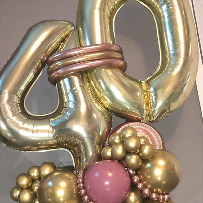 Champagne Gold Balloon Number 5, 40 Inch Large Self Inflating Foil Number Balloons 0-9, Light Gold Digital 5 Helium Balloon for 5th Girls Boys Women Birthday Party Graduation Anniversary Decorations
