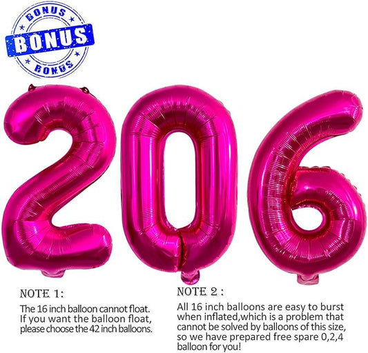 GOER 2026 Foil Number Balloons for 2026 New Year Eve Festival Party Supplies Graduation Decorations (Hot Pink,16 Inch)