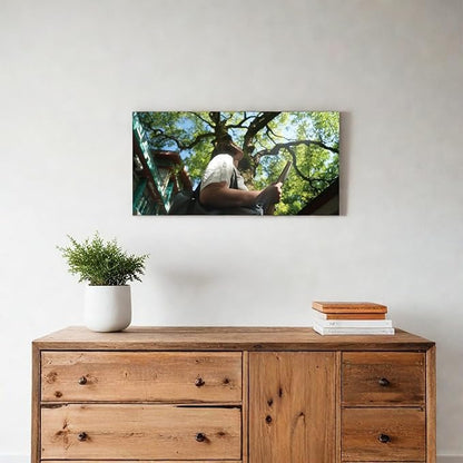 Sunset Meadow Canvas Wall Art Painting Home Modern Artwork Decorations Framed for Living Room Bedroom Office 40x20 Inch(24x12 Inch) (Asian, Color1, 24L x 12W)