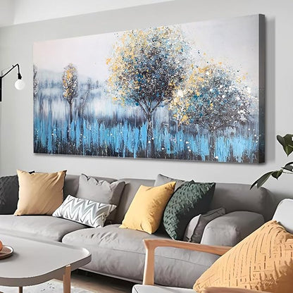 Arjun Large Canvas Wall Art for Living Room Landscape Bedroom Painting Forest Textured Picture Modern Panoramic Nature Artwork Home Office Wall Decor, 48"x24"