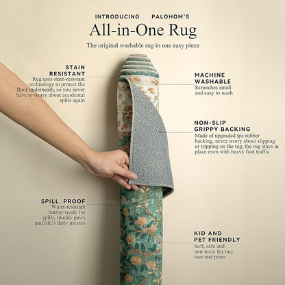 Runner Rug Washable Kitchen Runner: 2'x 6' Hallway Runner Rugs Stain Resistant Non Slip Low Pile Soft Carpet Runners for Hallways Bedroom Entryway Indoor Beside Bathroom Living Room Farmhouse