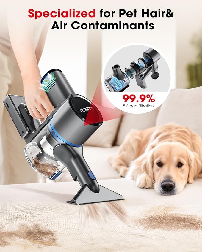 Cordless Vacuum Cleaners for Home, G26 Vacuum Cleaner, 45KPA Powerful Suction, Up to 60 Minutes, Tangle-Resistant, Rechargeable Stick Vac with Wall Mount for Pet Hair, Hardwood Floors