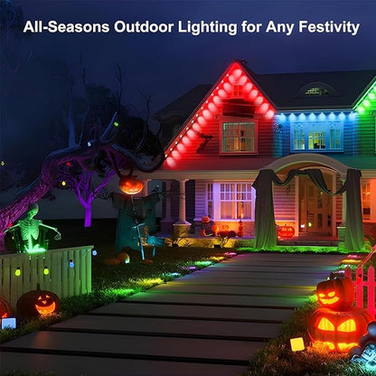 Permanent Outdoor Lights 200ft， with App & Remote Control | IP67 Waterproof LED String Light for Christmas Lights, Halloween, New Year | Roof, Eaves, House & Garden Holiday Decor