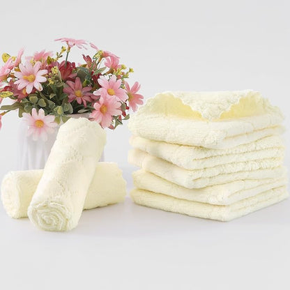 Homaxy 12 Pack Kitchen Dish Cloths (10 x 10 Inches, Cream Yellow), Super Soft and Absorbent Coral Velvet Dish Towels, Nonstick Oil Fast Drying Microfiber Cleaning Cloth, No Lint Household Dishcloths