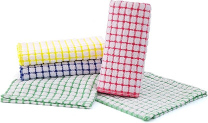 Kitinjoy Cotton 8 Pack Terry Kitchen Dish Cloths, 12 x 12 Inches Super Soft and Absorbent Dish Rags, Quick Drying Dish Towels for Washing Dishes, Blue
